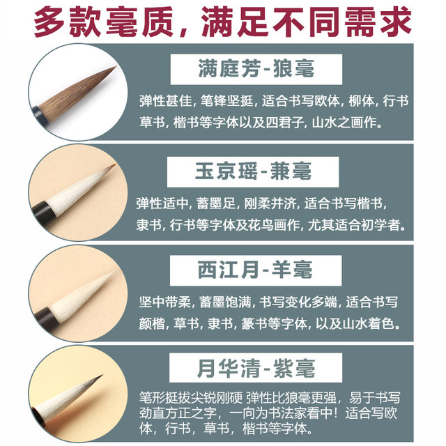Special calligraphy brush for large, medium and small regular script, official script and seal script
