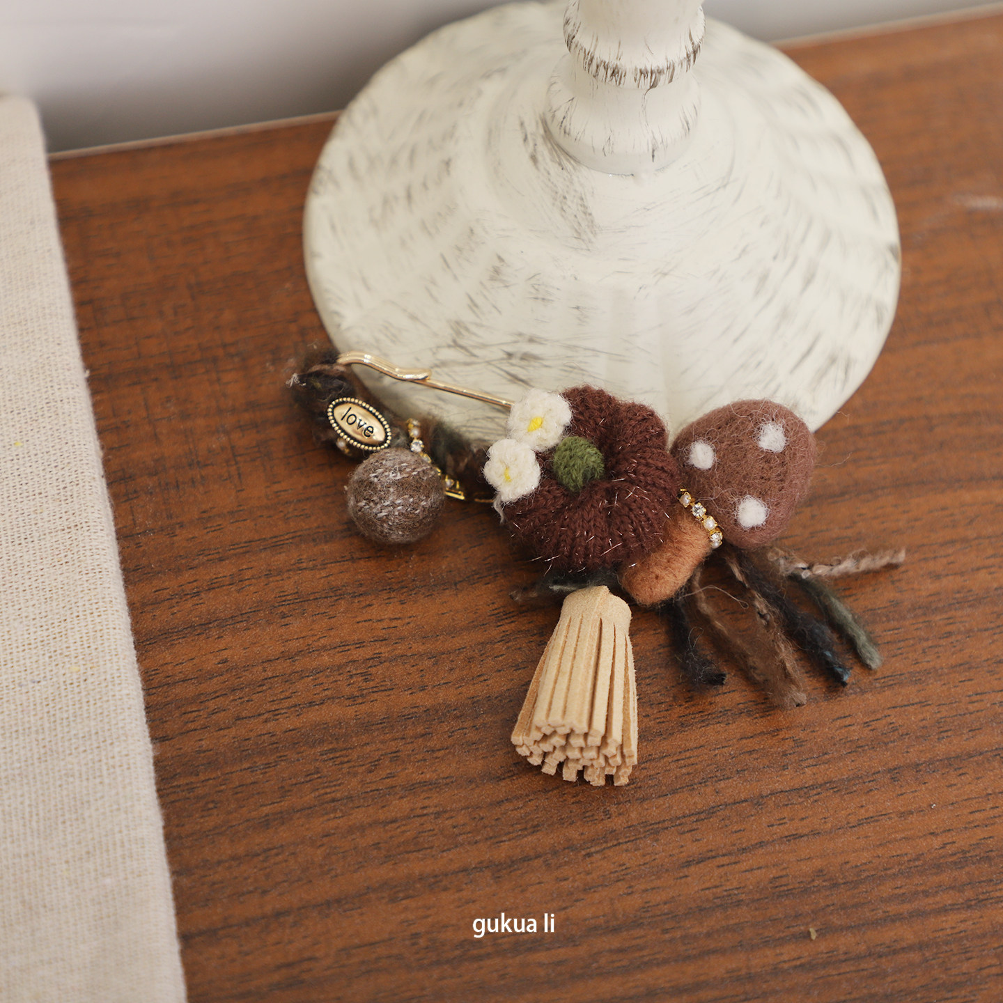 GUKUALI纯手工编织兔子胸针可爱毛绒挂件时尚配饰流苏装饰品秋冬,淘宝优惠券,粉丝福利购,淘宝优惠卷
