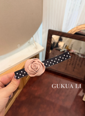 GUKUALI复古波点丝巾花朵发夹