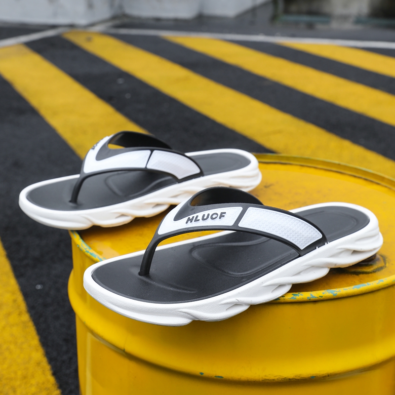 人字拖鞋男夹脚凉拖凉鞋男厚底学生潮流日常韩版拼色男鞋百搭耐磨 - 图1