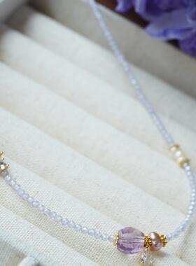 天然紫水晶温柔超清新锁骨链项链