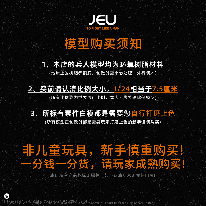 JEU 现货1/24树脂兵人白模 二战德军海军站姿系列军事模型摆件 - 图3