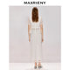 MAXRIENY Lace Whispering Drill Top ຄໍຕົວ U