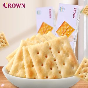 韩国crown克丽安太口奶盐碱性咸香无蔗糖苏打饼干56g*5盒休闲零食