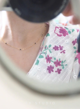 14k包金天然黑尖晶项链