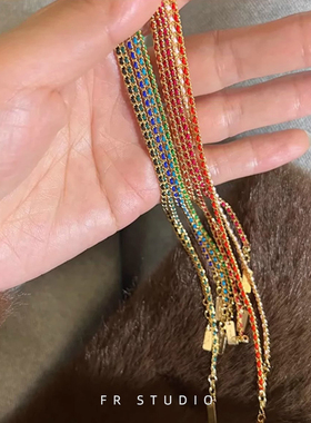 14k包金红绳编织手链女