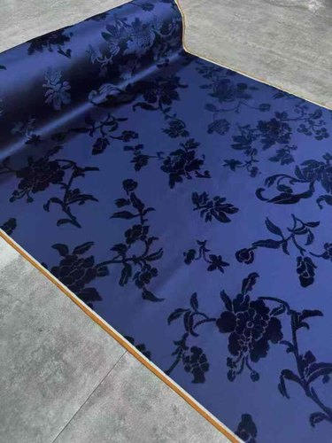 高定王晨老师冠名非遗漳绒缎面料缠枝牡丹新中式外套马甲棉服布料 - 图2