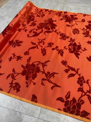 高定王晨老师冠名非遗漳绒缎面料缠枝牡丹新中式外套马甲棉服布料 - 图3