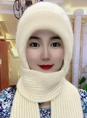 秋冬女新款松鼠绒帽子围