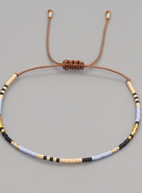 个性波西米珠印第安民族风miyuki米珠手工串珠可以调节大小手链女