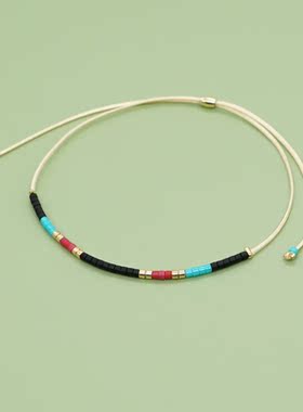 小众设计波西米亚民族风小手串 秋冬暗色款叠戴个性小米珠手链女