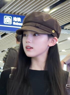 吴浔知夏入秋氛围感美拉德鹿皮绒平顶报童帽女秋冬复古英伦画家帽