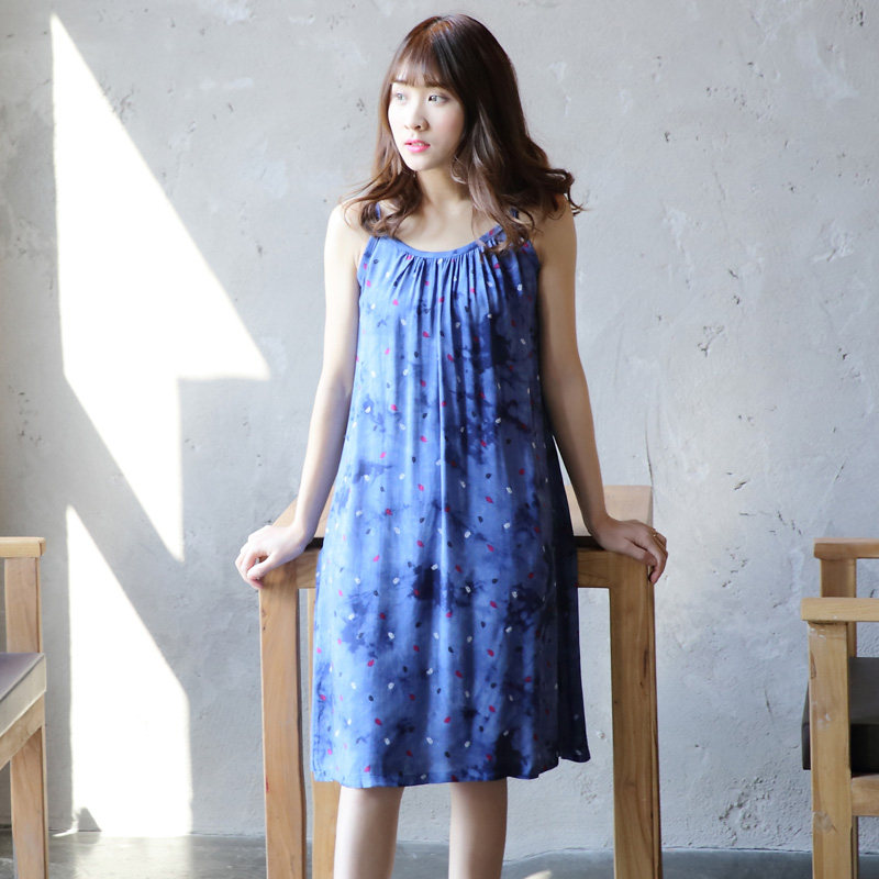 夏少女性感连衣睡裙吊带无袖背心裙 花丛小妖睡裙