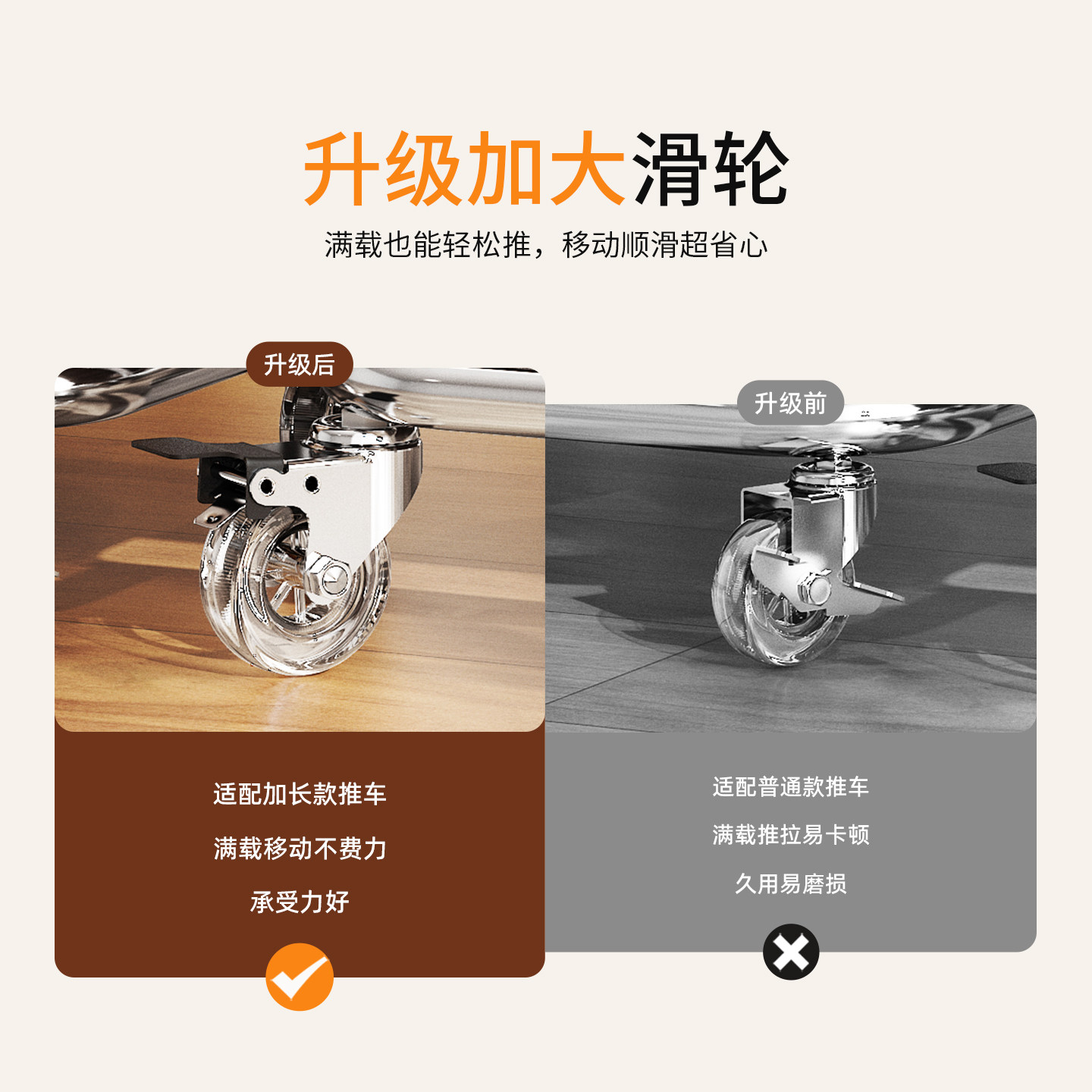 家用高颜值小推车客厅三层零食饮料收纳架带轮可移动边几置物架子,淘宝优惠券,粉丝福利购,淘宝优惠卷