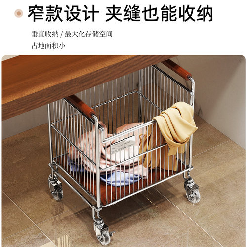 中古风脏衣篓家用浴室柜下置物架洗衣篮卧室衣服收纳筐卫生间推车 - 图0