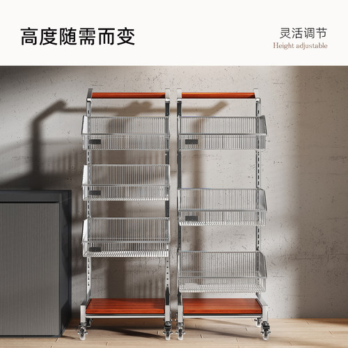 厨房蔬菜置物架多功能水果蔬菜篮子收纳筐家用落地多层零食小推车 - 图2