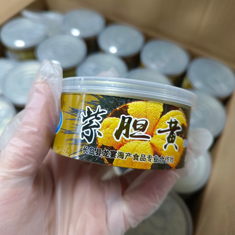 长岛北隍岛龙宴海胆罐头深海紫海胆即食熟海胆黄100g*4罐 - 图0