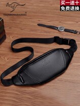 New Kangaroo Mens Purse Multifunction Genuine Leather Texture Casual Walk Sports Bag Large Capacity Single Shoulder Diagonal Satchel Bag