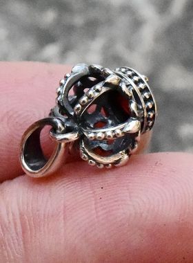 女士复古镶嵌石榴石吊坠纯银挂件