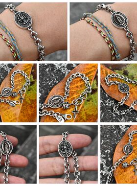 进口男女款925纯银朋克哥特手链