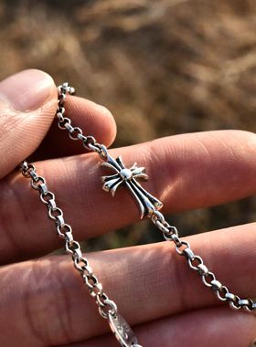 进口925纯银圆环男女士十字项链