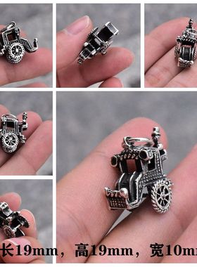 女士复古迷你立体宫廷小马车大头鞋子马丁靴泰银吊坠925纯银挂件