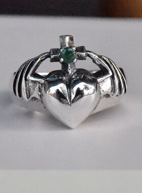 进口男女款925纯银十字爱心戒指