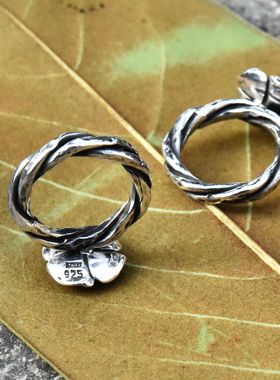 进口女士925纯银花朵泰银戒指