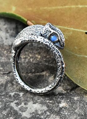 进口中心款925纯银复古镶钻戒指