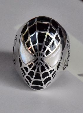 进口男士925纯银孤品蜘蛛侠戒指