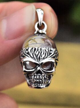 孤品进口925纯银耳机骷髅头