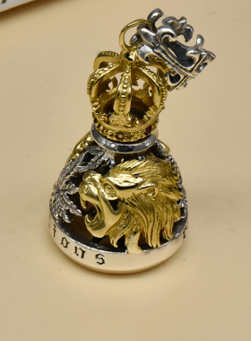 RV男女款银铜混搭石头铃铛吊坠