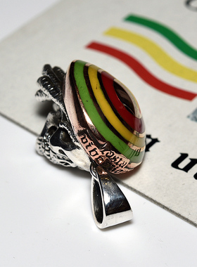 RV银铜混搭烤漆脏辫子骷髅头吊坠