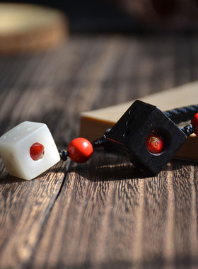 菩提根相思红豆玲珑骰子吊坠项链