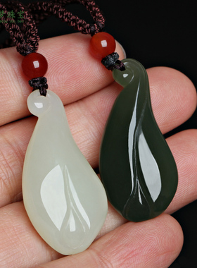 天然新疆和田玉兰花吊坠白玉青玉玉兰花毛衣链女士款玉石饰品玉佩