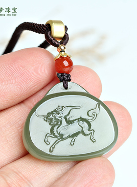 和田玉麒麟吊坠挂件男女饰品玉佩