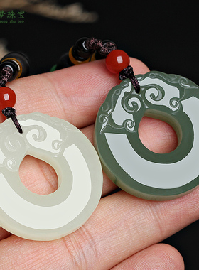 新疆和田玉双貔貅平安扣挂件吊坠
