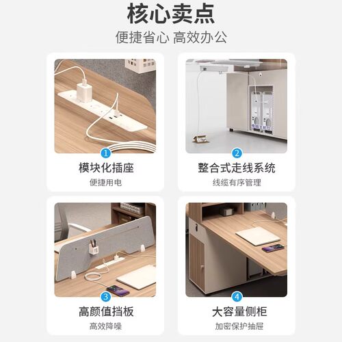 办公室职员办公桌椅组合简约现代二四六人员工位隔断卡座办公桌子 - 图1