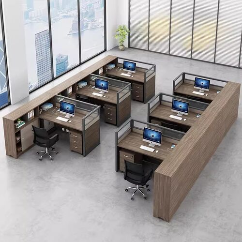 办公桌简约现代屏风隔断工位办公室员工财务职员多人办公桌椅组合 - 图2