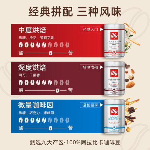 illy意利咖啡 100%阿拉比卡咖啡豆大师拼配250g 原装进口氮气锁鲜 - 图0