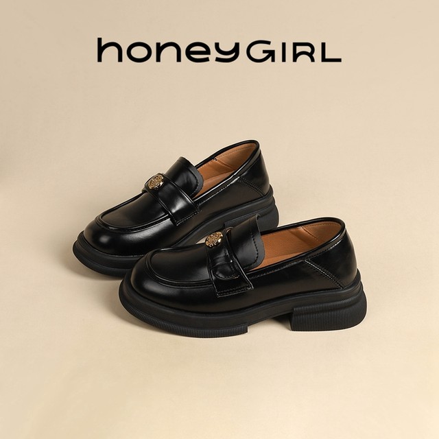 HoneyGIRL thick-soled leather shoes 2025 spring new super hot thick loafers ins college Mary shoes