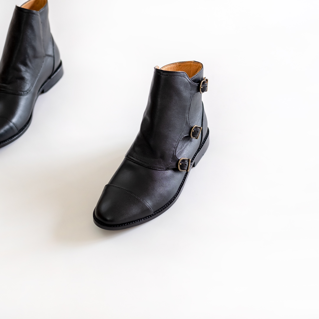 /男靴/Three Monk Strap Boot 真皮底 多色可选 孟克靴 三扣靴