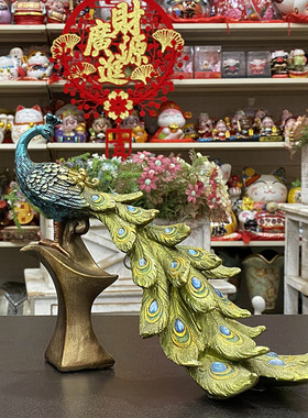 欧式树脂孔雀摆件电视柜玄关摆设