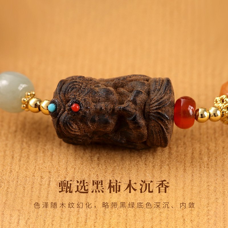 进口民族风多宝水晶复古手串藏式扎基拉姆黑柿木新中式国风手串女 - 图1