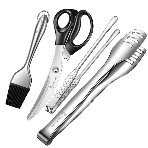 韩式316不锈钢烤肉剪刀夹子套装牛排剪剪子家用厨房烧烤剪食物剪 - 图3