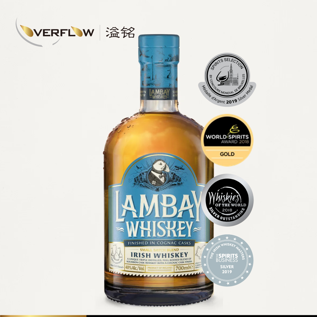 蓝嵌爱尔兰威士忌Lambay Irish 小批量700ml CAMUS卡慕 - 图1