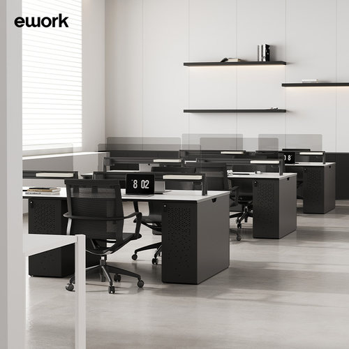 ework办公桌椅组合简约现代办公家具4/6双人职员桌办公室屏风工位 - 图3