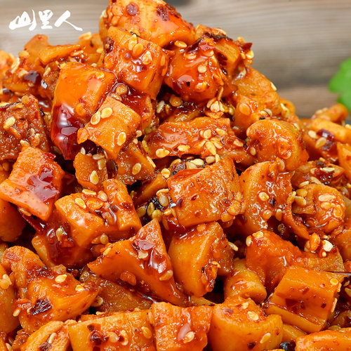 麻辣萝丁干四川麻辣风味手工红油萝卜干香脆萝卜块咸菜下饭菜榨菜 - 图1