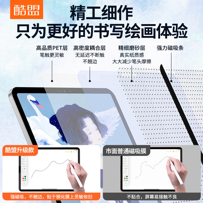 酷盟ipad类纸膜pro磁吸式平板苹果 酷盟平板电脑屏幕贴膜