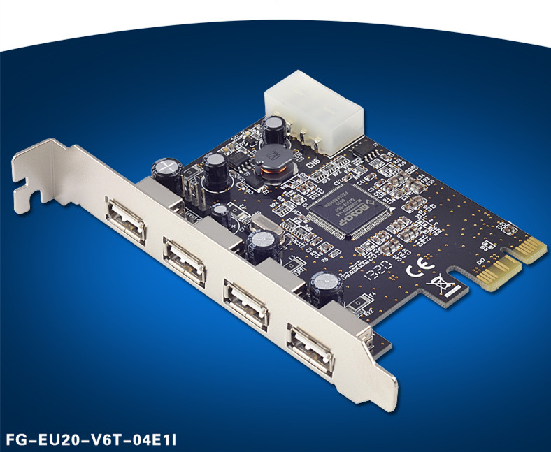 西霸FG-EU20-V6T-04E1I PCI-E转USB2.0扩展卡4口外置Moschip芯片 - 图0